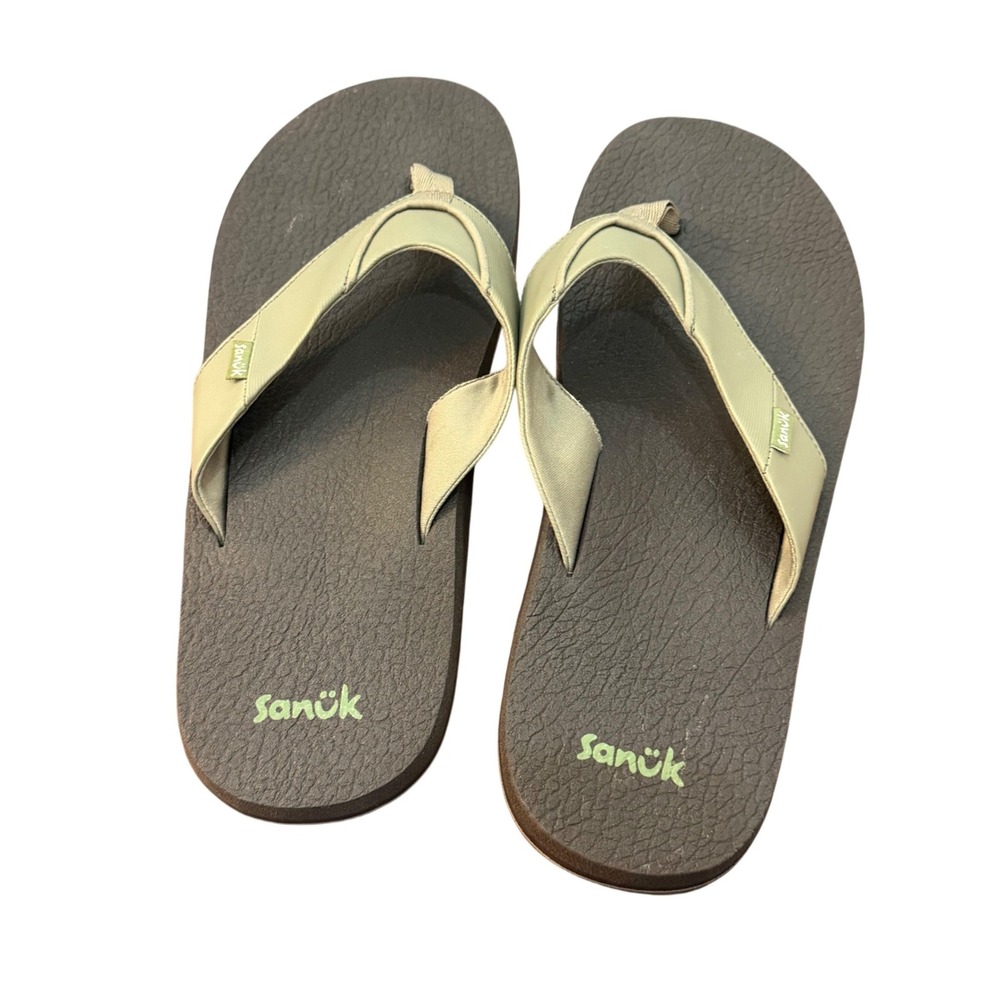 Sanuk Beer Cozy 2 Mens Flip Flop Sandals Olive Green Brown SMS2839 Size 12